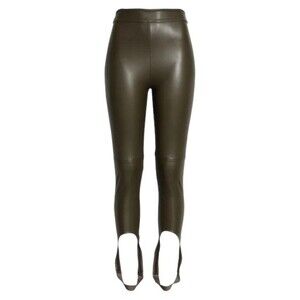 NWT Alix NYC Brower Faux Leather Stirrup Leggings Pine Green Women’s Size Small
